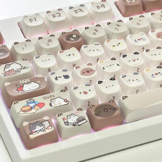 140 Keys MAO Profile  Keycaps Customized Cute Cat Head