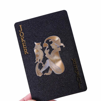 Black Gold Waterproof Playing Cards Poker Suit Magic Trick Board Game Set