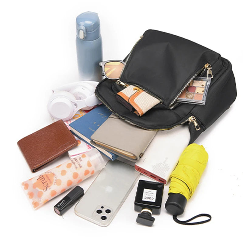 Schwarzer Unisex-Oxford-Rucksack mit großem Fassungsvermögen für Reisen