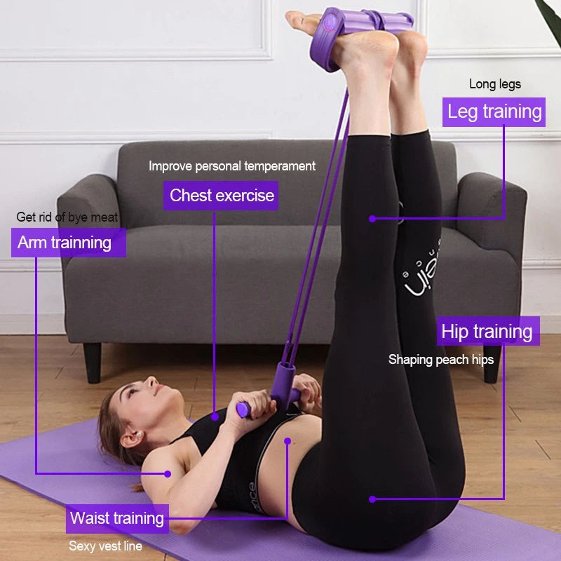 Corde élastique de tension à 6 tubes - Bande de résistance multifonction pour pédale de yoga