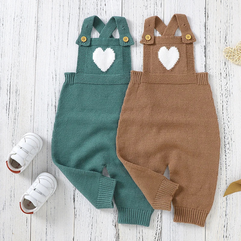 Heart-Shaped Sleeveless Knit Romper for Babies