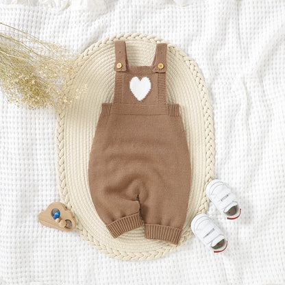 Heart-Shaped Sleeveless Knit Romper for Babies