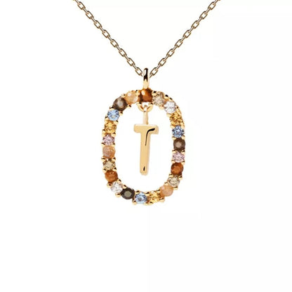 Collier pendentif alphabet A-Z en zircon à longue chaîne