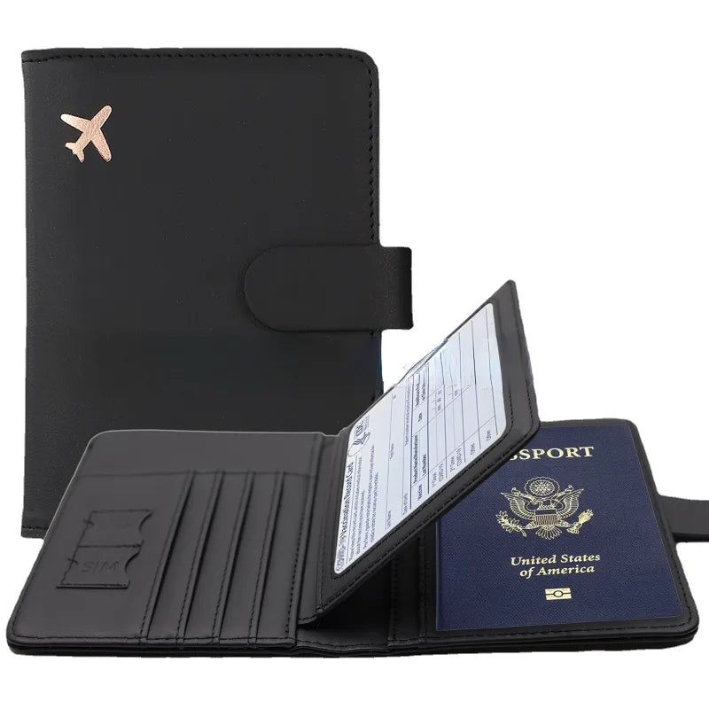 Passport Cover PU Leather Man Women Travel Passport Holder with Credit Card Holder Case Wallet Protector Cover Case