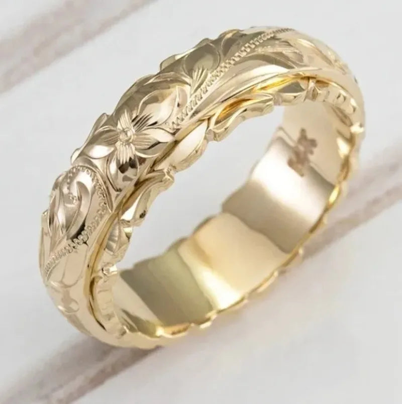 Women Carved Rose Ring