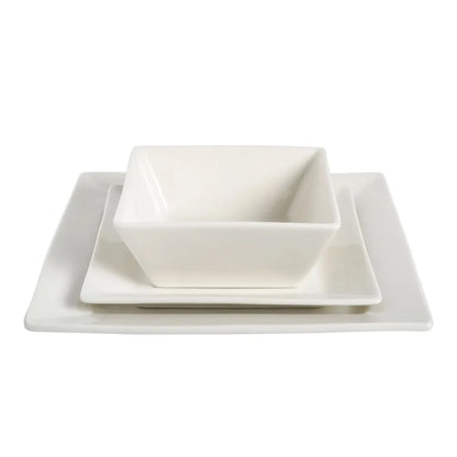 White Square Dinnerware Set - 12 Pieces