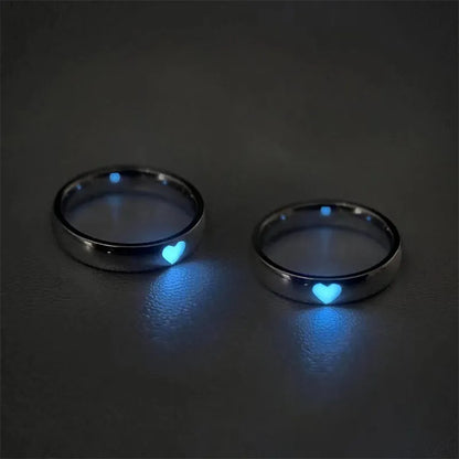 Glowing Heart Gaming Couple Rings