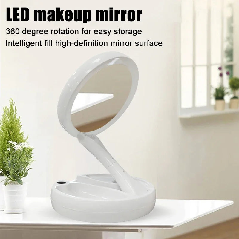 Miroir de courtoisie de maquillage à LED amovible