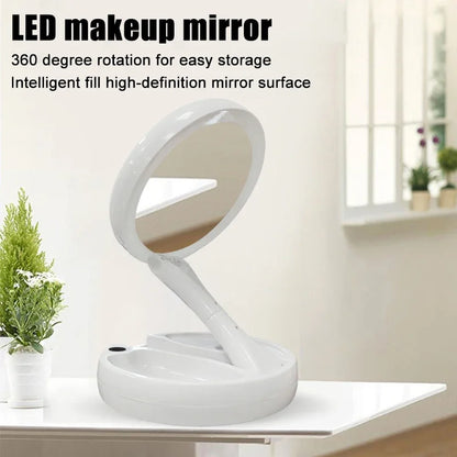Miroir de courtoisie de maquillage à LED amovible