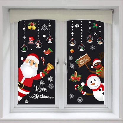 Removable Santa Elk Window Stickers for Festive Decor
