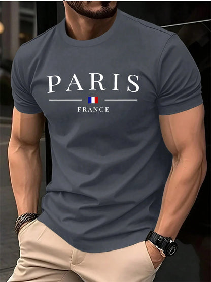 Men's Summer Short Sleeve Letter Print Pure Cotton T Shirt