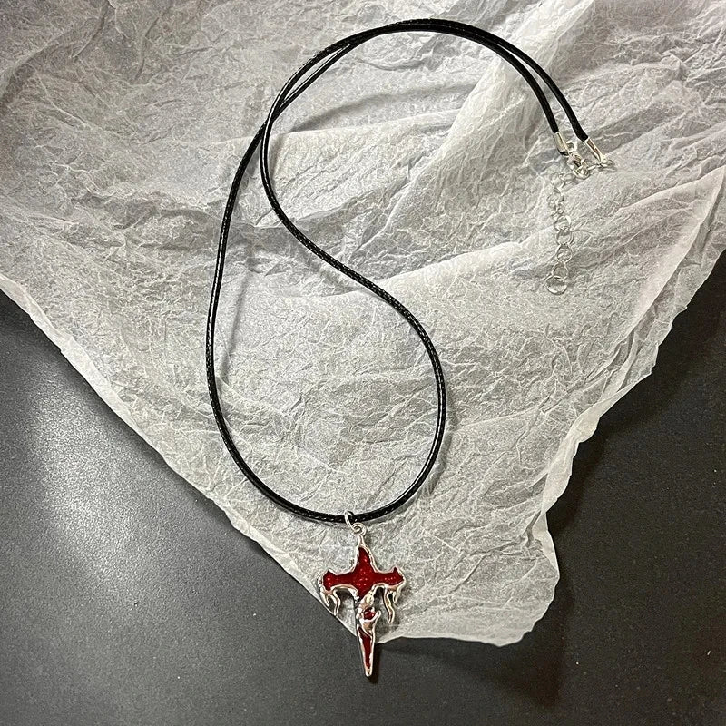 Collier unisexe avec pendentif étoile en cuir et corde 