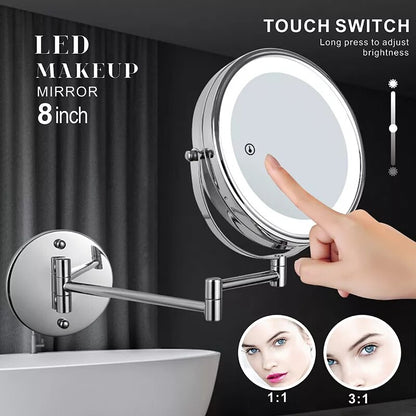 Mattschwarzer LED-Doppelgesichts-Make-up-Spiegel