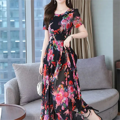 Robe Imprimée Florale à Ourlet Trempé de Grande Taille