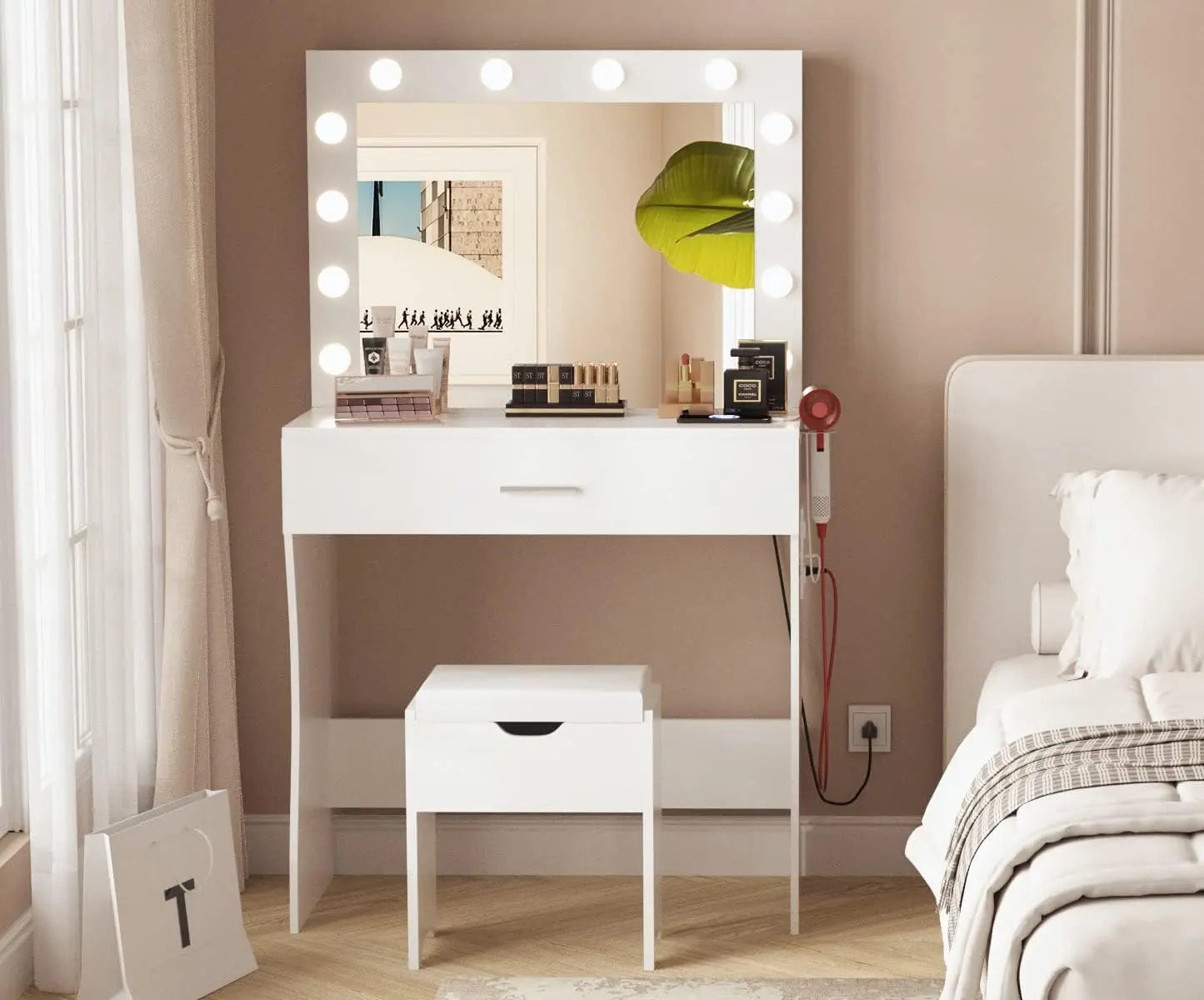 Ember Interiors Modern White Painted Vanity Table