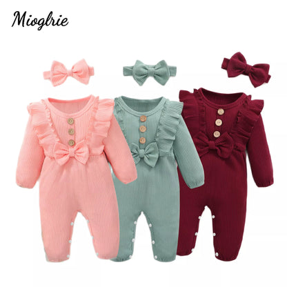 Long-sleeve Newborn Costume Romper with Headband for Babies