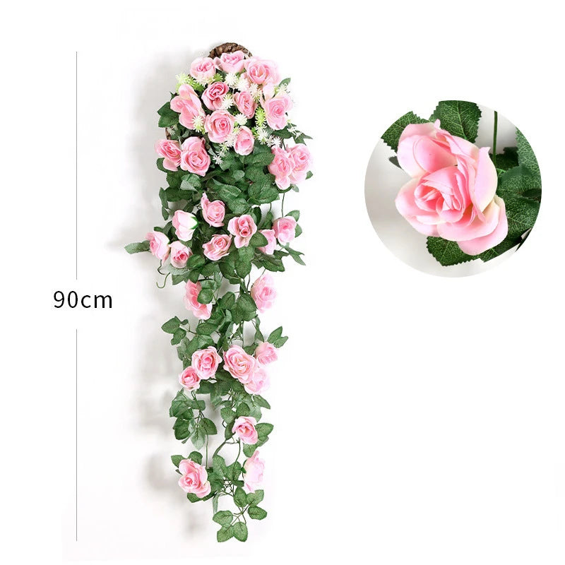 Vigne de roses artificielles suspendues - Fausses fleurs pour mur