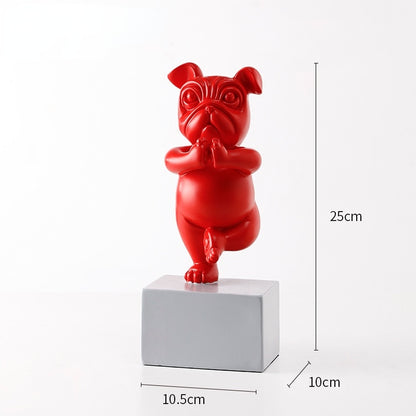 Charmante Yoga-Statue Französische Bulldogge – nordische Figur aus Kunstharz