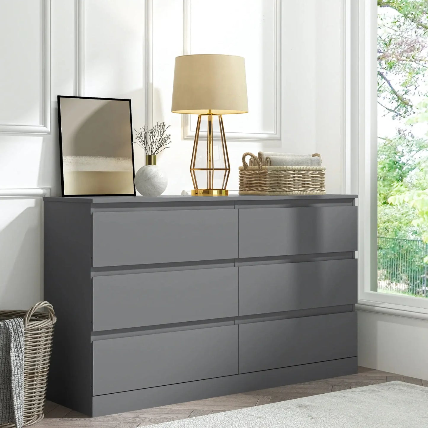 Brindle 6-Drawer Horizontal Dresser-Durable and Strong