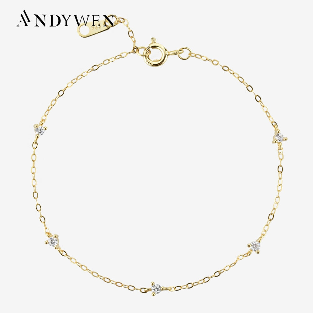 Gold CZ Zircon Charm Bracelet