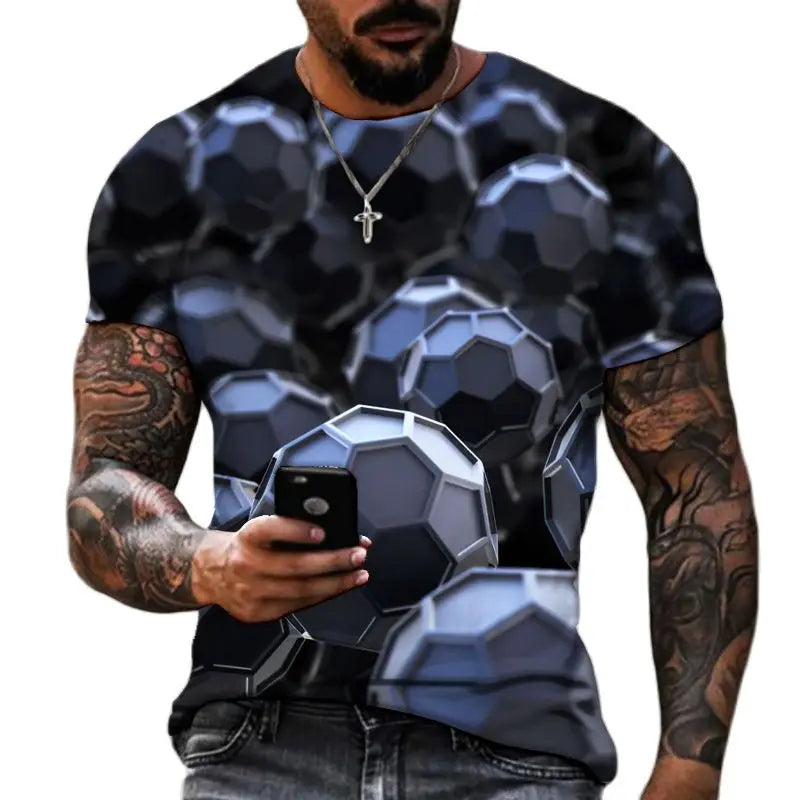 Übergroßes 3D-Hip-Hop-T-Shirt mit O-Ausschnitt für Herren