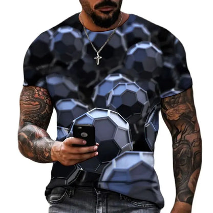 T-shirt surdimensionné à col rond Hip Hop 3D pour hommes