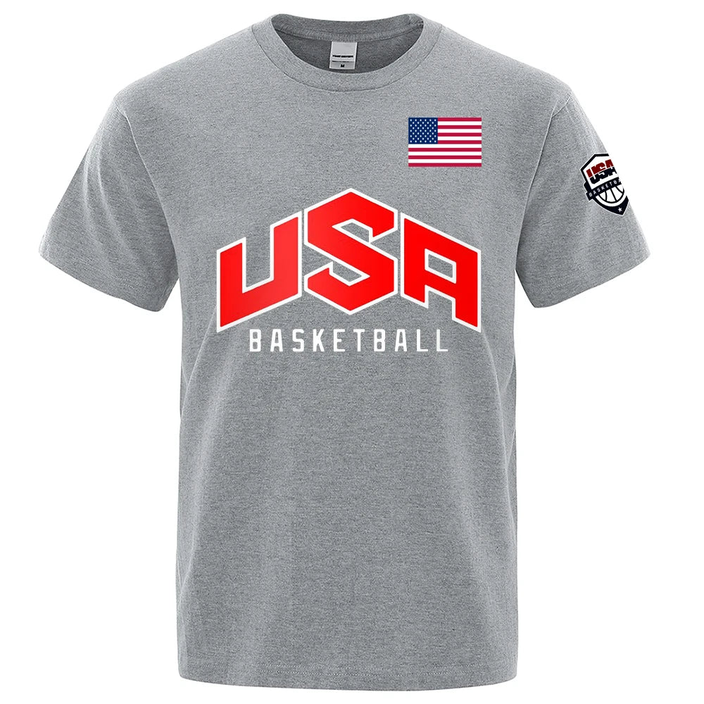Übergroßes Streetwear-T-Shirt mit USA-Basketballer-Print