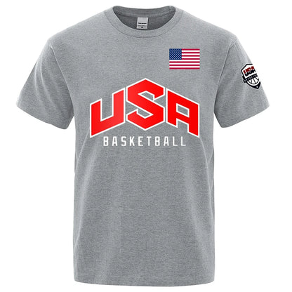 Übergroßes Streetwear-T-Shirt mit USA-Basketballer-Print