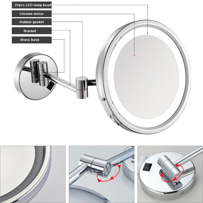 Modern LED Makeup Mirror - Wall Mounted