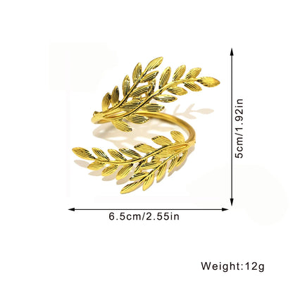 6 Stück goldener Weizenmetallblatt-Serviettenringhalter