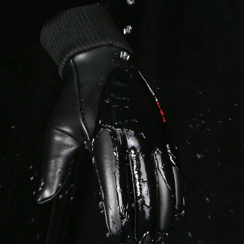 Waterproof PU Leather Winter Gloves - Flip-Finger