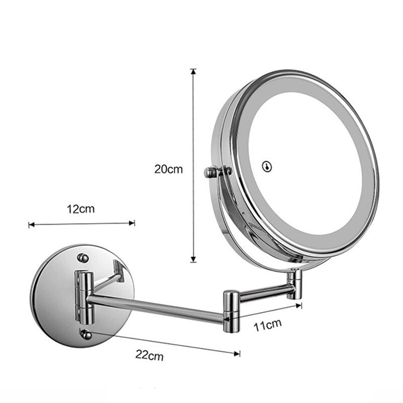 Miroir de maquillage double face à LED noir mat