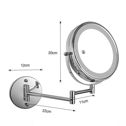 Miroir de maquillage double face à LED noir mat