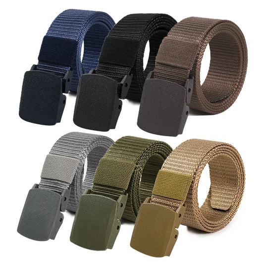 Ceinture en toile de 3,8 cm pour homme et femme, nouvelle ceinture réglable en nylon pour hommes, ceinture tactique de voyage en plein air avec boucle en plastique pour jeans