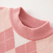 Fashionable Plaid Knitted Sweater for Girls