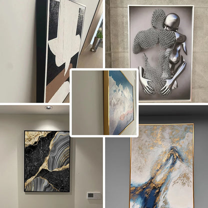 Cadre en aluminium noir et doré pour toile - Idéal pour les peintures à l'huile