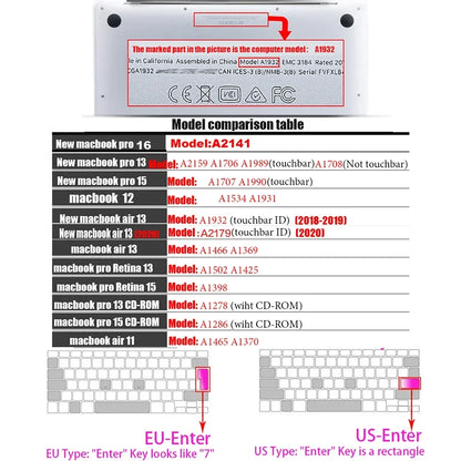 Couverture de clavier en silicone transparent pour MacBook Pro/Air 13/15/16 pouces