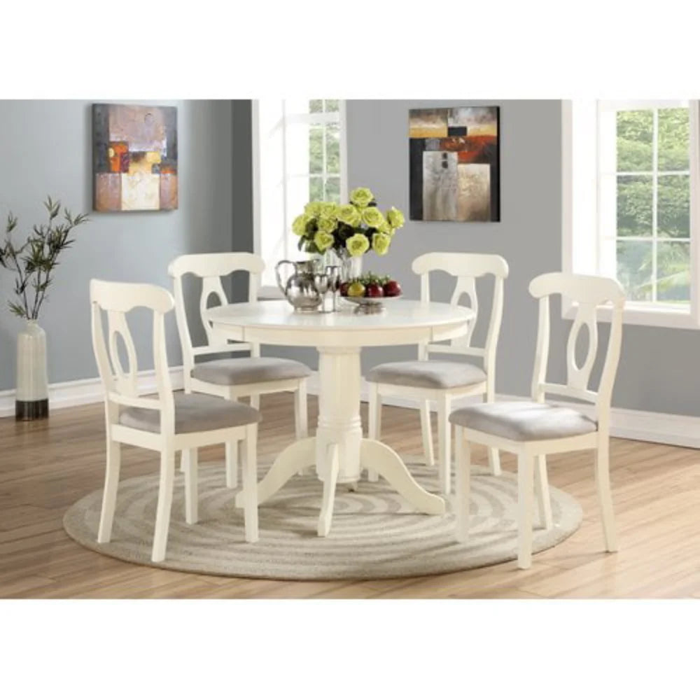 5-Piece White Dining Table Set