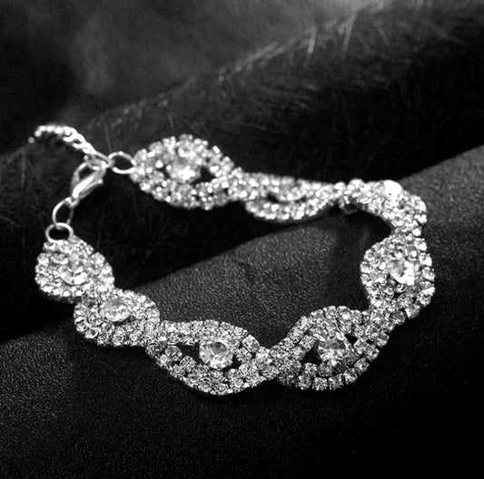 Elegant Rhinestone Crystal Metal Chain Bracelet for Women