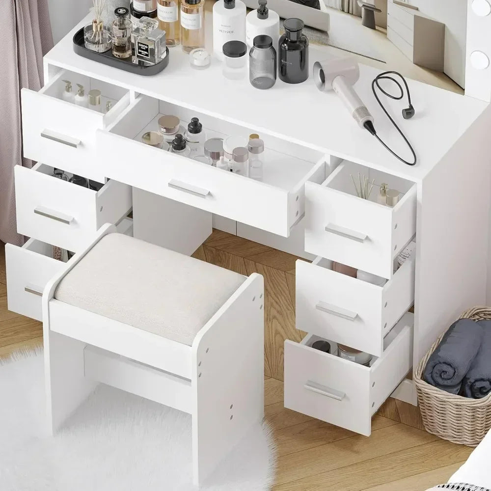 Amelia Modern White Vanity Table