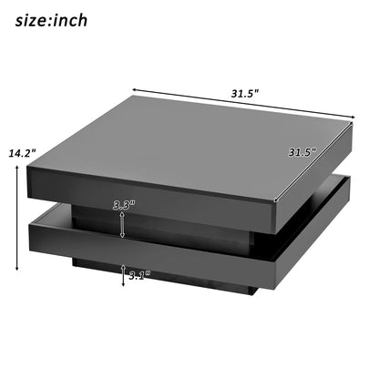 Coffee Table with Detachable Tray and Plug-in 16-color LED