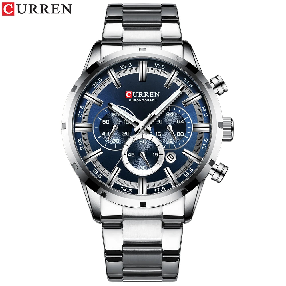 Men’s Watches Top Brand Big Sport Watch Luxury Men Military Steel Quartz Wrist Watches Chronograph Gold Design Male Clock