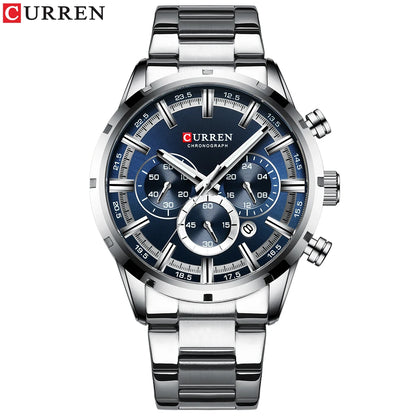 Men’s Watches Top Brand Big Sport Watch Luxury Men Military Steel Quartz Wrist Watches Chronograph Gold Design Male Clock