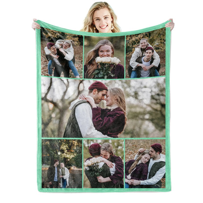 I Love You Custom Blanket with Photo Collage Text Picture Throw Blanket Valentine's Day Birthday Gift