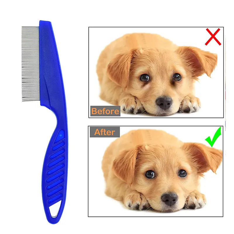 Pet Grooming Brush & Flea Comb Set