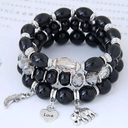 Crystal Love Pendant Beaded Bracelet