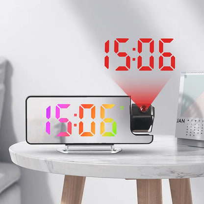 Digital Alarm Clock with 180° Rotation Projection - Temperature - Snooze