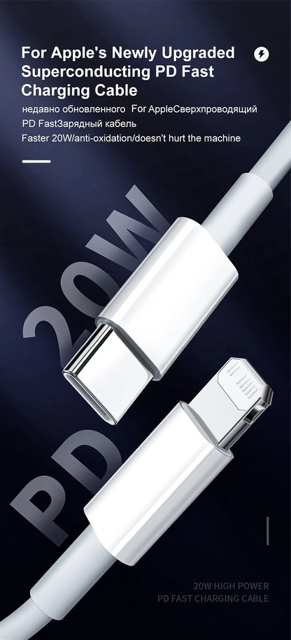 20W PD Fast Charger Cable for iPhone 14/12/11/13 Pro Max