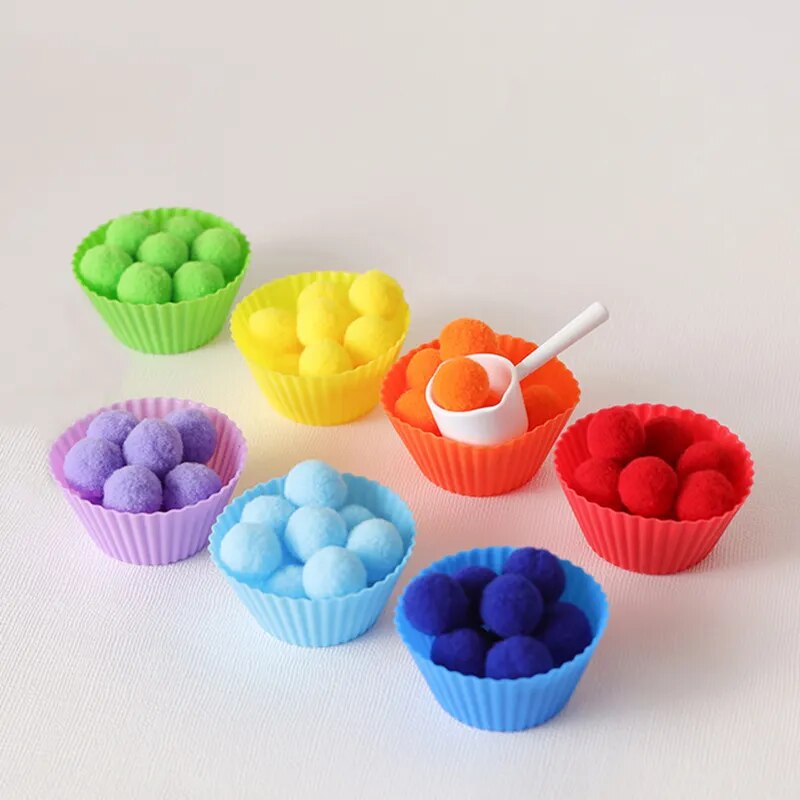 Rainbow Counting Pompoms Set  Kids Games