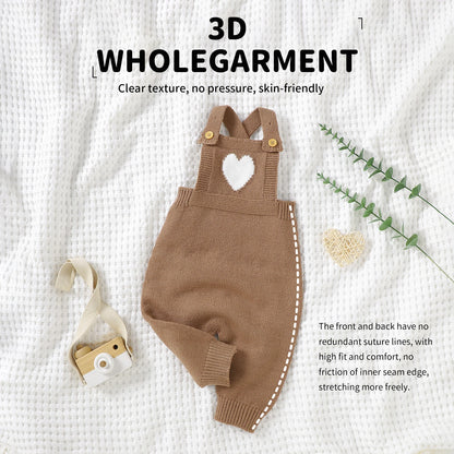 Heart-Shaped Sleeveless Knit Romper for Babies